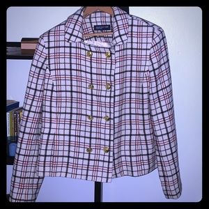 Plaid wool crop jacket